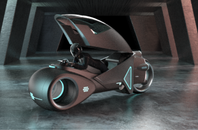 the inside of the motorcycle